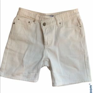 WHITE ADIKA ASYMMETRICAL BIKER DENMIN SHORTS🤍🤍🤍